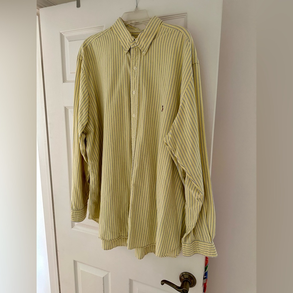 Polo Ralph Lauren Classic Oxford Shirt Mens 2XLT soft Yellow striped